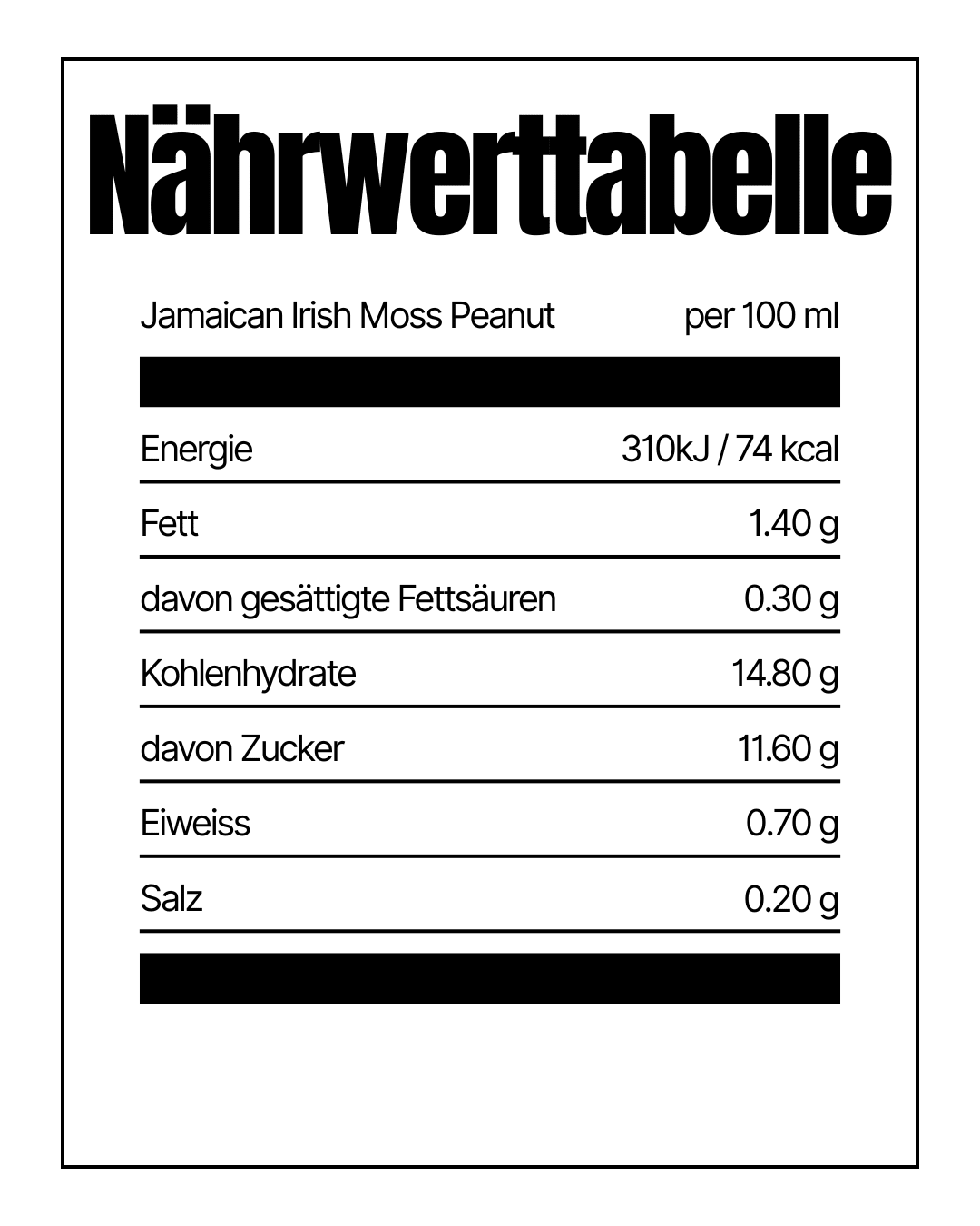 Naehrwerttabelle_Jamaican_Irish_Moss_Peanut von IslandtoDoor