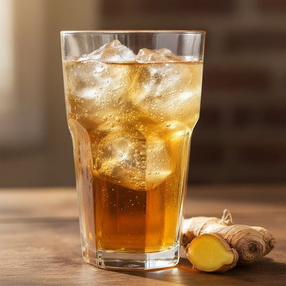 Old Jamaica Ginger Beer im Glas mit Eiswürfeln von IslandtoDoor